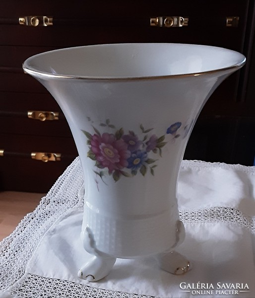 Hollóházi porcelán váza, 16 cm, oroszlánkarmos, Hajnalka mintás, eredeti, jelzett, hibátlan