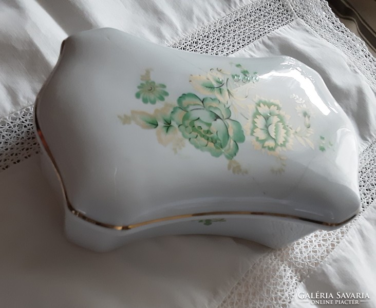 Hollóházi porcelán Anna mintás, nagyméretű bonbonier, eredeti, jelzett