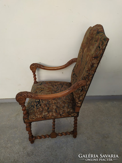 Antique tapestry richly carved baroque arm chair armchair wooden arm chair