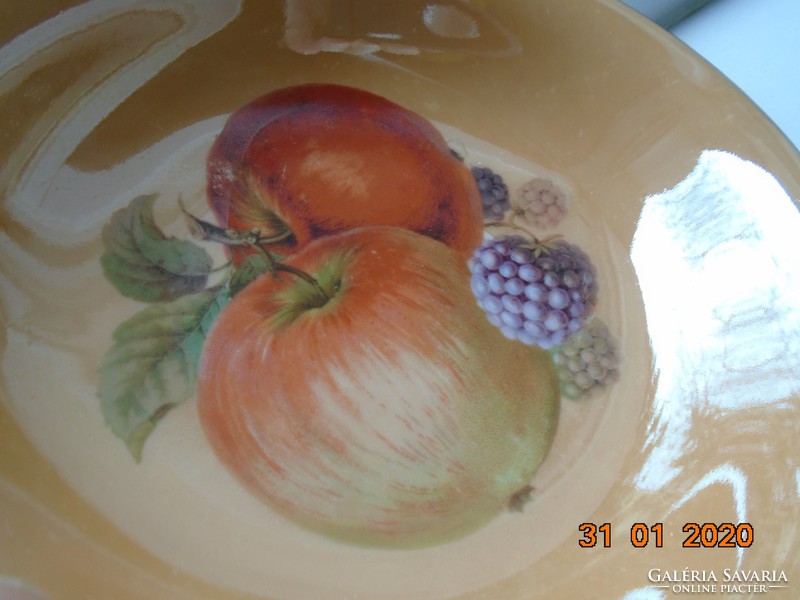 1920 Wehinger horn fruit patterned eosin bowl with 
