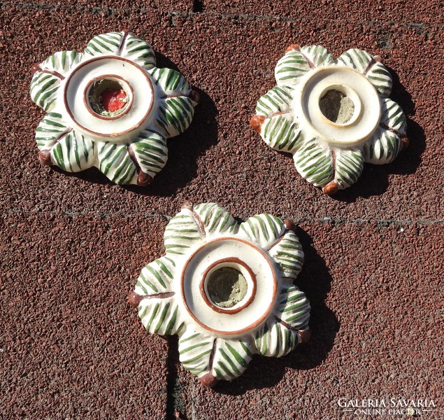 3 handmade table candle holders with a flower pattern