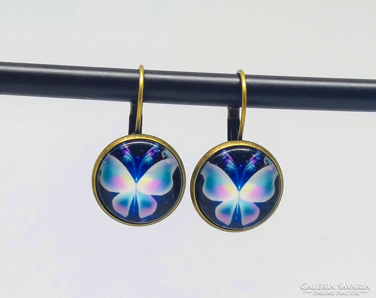 Bronze butterfly cabochon earrings