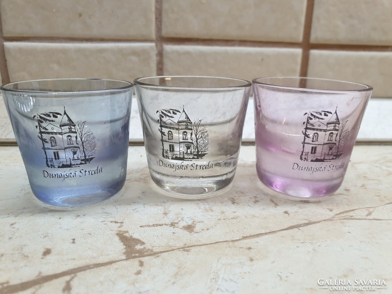 Stained colored glass for sale! 3 hand-painted glasses with thick soles