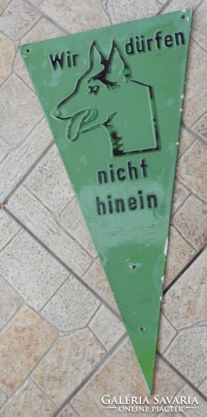 Old watchman warning enamel sign in German - enamel sign