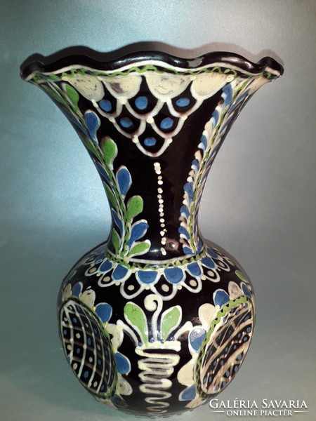 Large antique János Lází hmv un. Ceramic vase with a goblet mouth