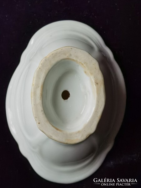 Antique Biedermeier porcelain pedestal table spice holder
