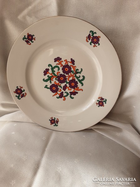 Antique German marked 28 cm porcelain cake bowl with gold border, cornflower pattern, flawless