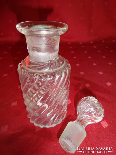 Antique twisted glass jar with stopper, height 16 cm. He has! Jókai.