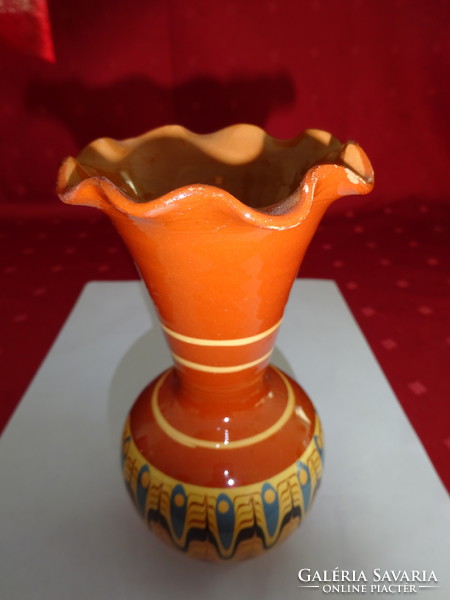 Bolgár mázas kerámia váza, magassága 14,5 cm. Vanneki!