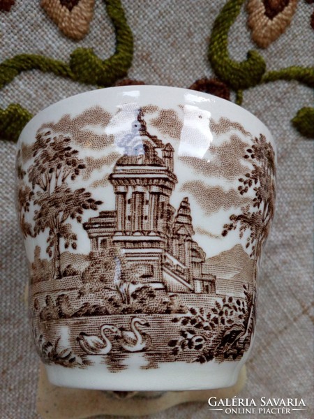 Reneszánsz kastély hattyúkkal mintás angol porcelán cukortartó