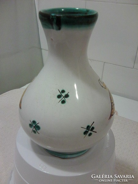 Folk ceramic vase with gift ceramic picture