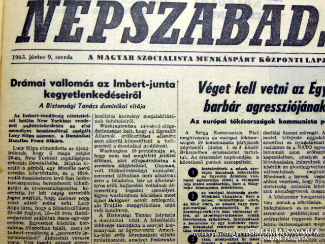 1965 június 9  /  NÉPSZABADSÁG  /  Régi ÚJSÁGOK KÉPREGÉNYEK MAGAZINOK Ssz.:  14862