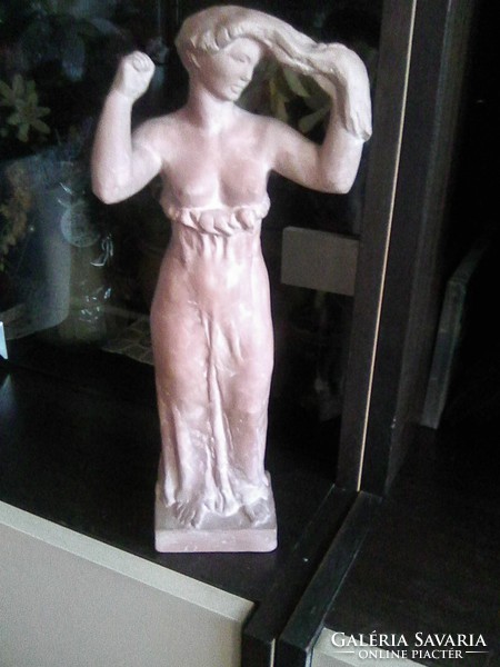 Kidolgozott, terrakotta nagy, női félakt szobor, Somogyi Árpád (1926-2008):