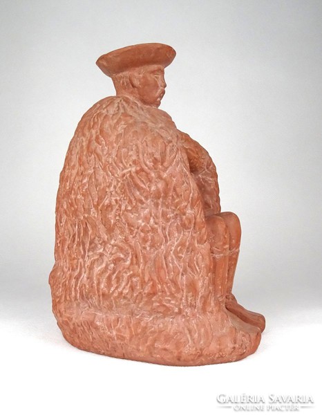 1D201 Somogyi Árpád : Ülő juhász terrakotta szobor 21 cm