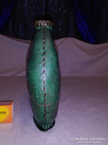 Mázas cserép butella - hátulján vers, 1999-es évszám