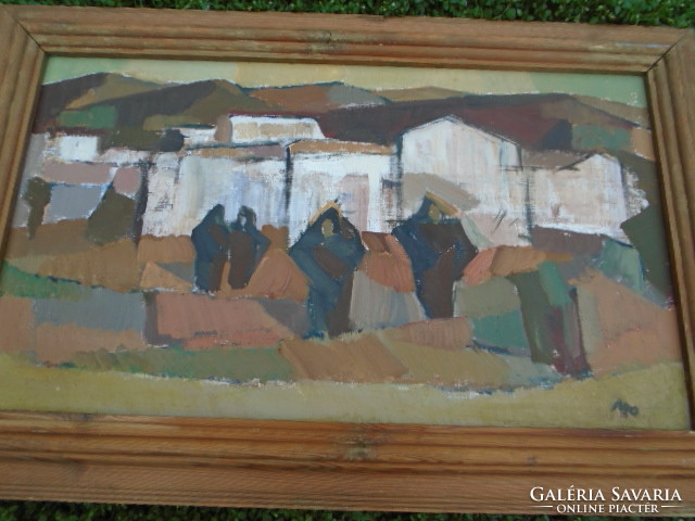 Sándor Mohy: monks (oil painting with frame 70x45.5 cm) quarry, xx. Century Hungarian, modern