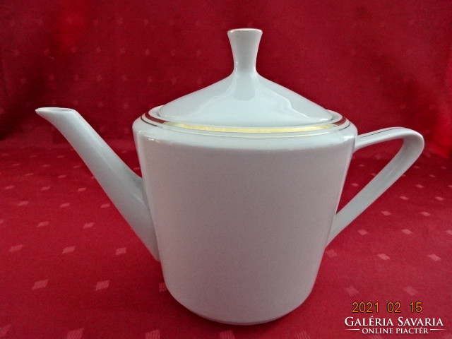 Alföld porcelain, teapot with gold rim, top diameter 13.5 cm. It has 1 liter! Jokai.