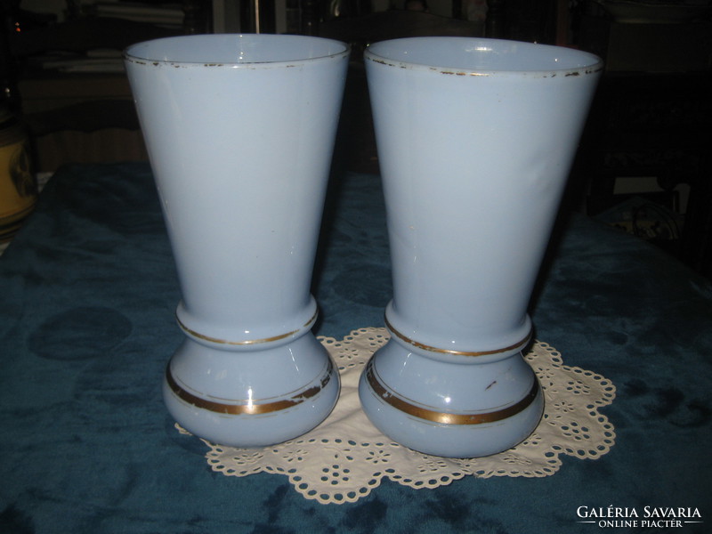 A pair of glass vases, made using a traditional, broken process, hand-painted, also sold individually