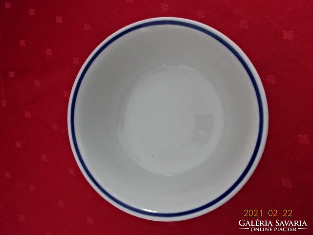 Zsolnay porcelán, antik, kék csíkos leveses tál, átmérője 16,5 cm. Vanneki!