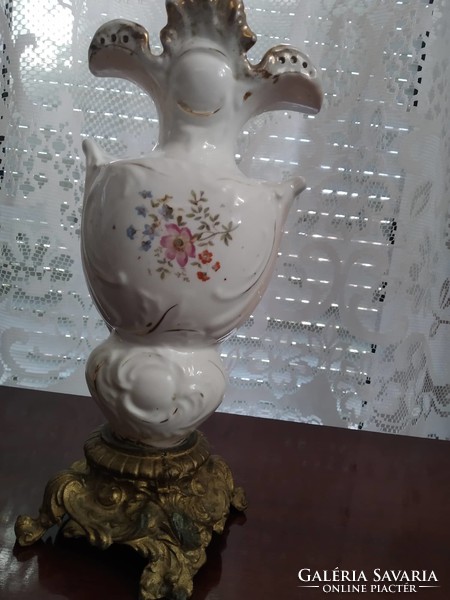 Negotiable! Antique porcelain faience vase with baroque base, circa 1890-1900