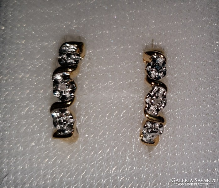 Gyémánt drágaköves   sterling ezüst 14K aranyozott /925/ füli -új