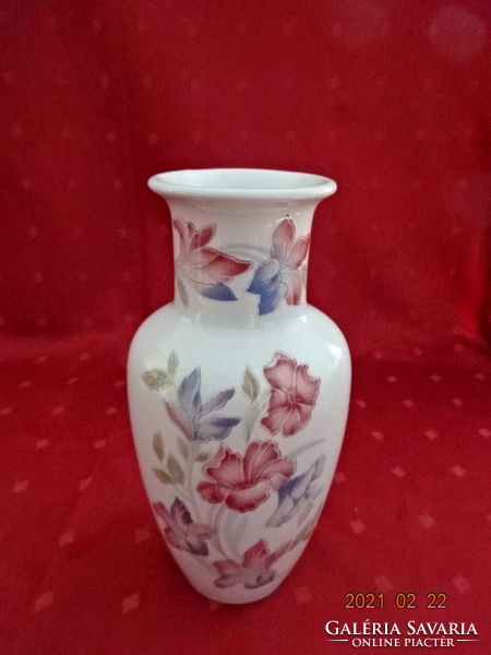 Kőbánya porcelain vase with pink flowers, height 20 cm. He has!