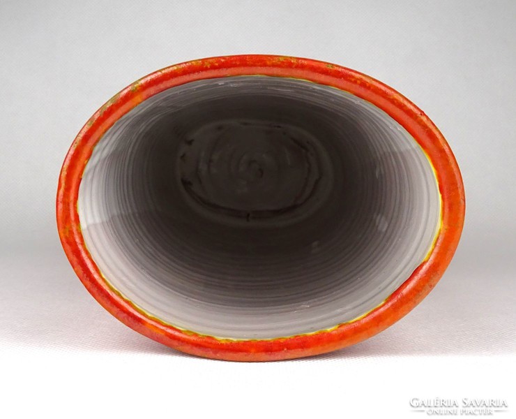 1D317 Narancs mázas jelzett iparművészeti kerámia váza 24.5 cm