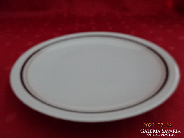 Alföldi porcelán, barna csíkos süteményes tányér, átmérője 19,3 cm. Vanneki!