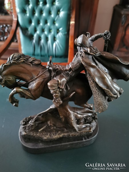 Warrior on horseback - bronze statue