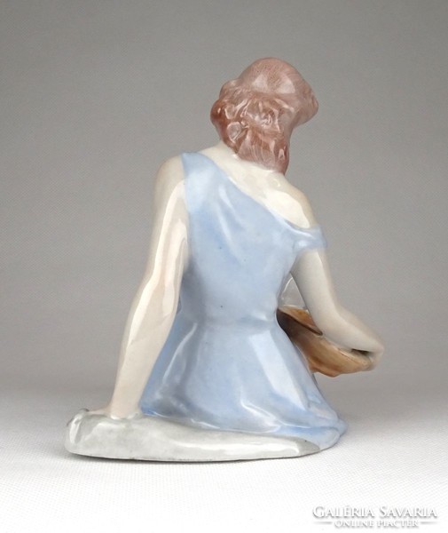 1D429 Galambot etető Drasche porcelán nő figura 18.5 CM