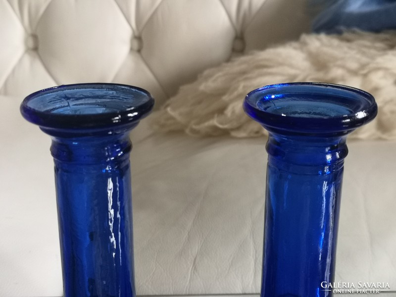 2 gyertyatartó és kék kristály madár kék kedvelőknek