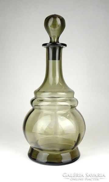 1D439 Antik füstszínű dugós fújt üveg likörös üveg 31 cm