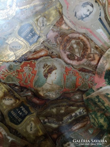 Antik szivarcimke, szivargyűrű montázs, angol, német, monarchia, különleges dohány