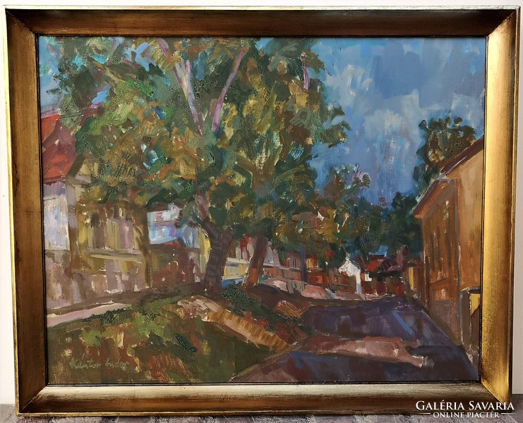 Kántor Andor (1901 - 1990) Árnyas utca c. Képcsarnokos festménye 81x66cm EREDETI , GARANCIÁVAL