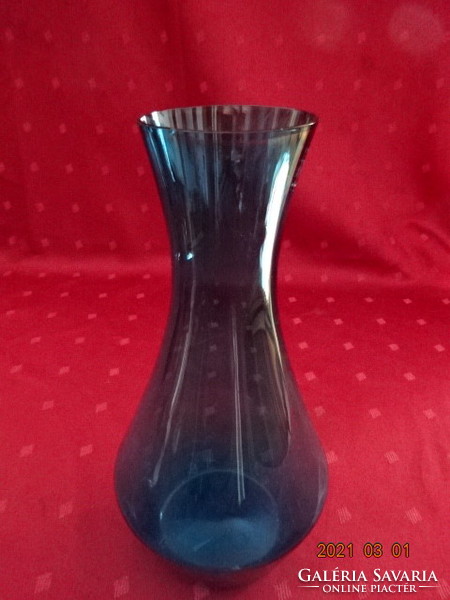Blue glass vase, height 23.5 cm. He has! Jókai.