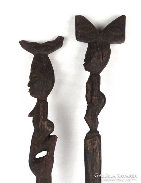 1D544 Afrikai törzsi fafaragás férfi és nő szobor pár 47 cm