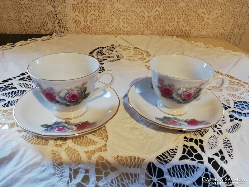 Eladó régi finom porcelán kinai virágos teás duók 2 db!