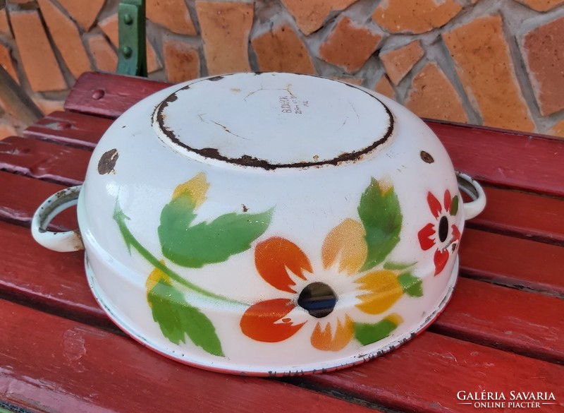 Budafok flower bowl enamel bowl for peasant, flowers, ornaments in the garden 012