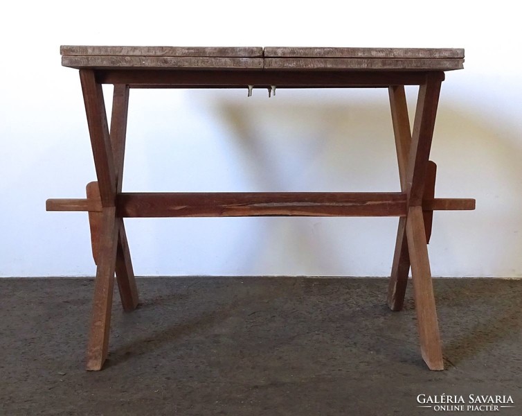 1D472 Antik disznóvágós kecskelábú asztal 106 x 192 cm