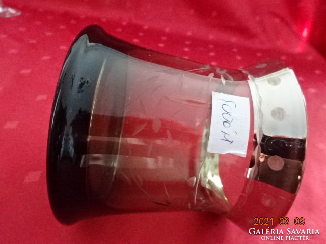 Polished glass, smoke-colored centerpiece, candle holder, bottom diameter 9.5 cm. He has!