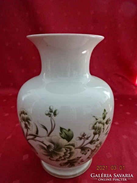 Hollóházi porcelán váza, zöld mintás, magassága 17,5 cm. Vanneki!