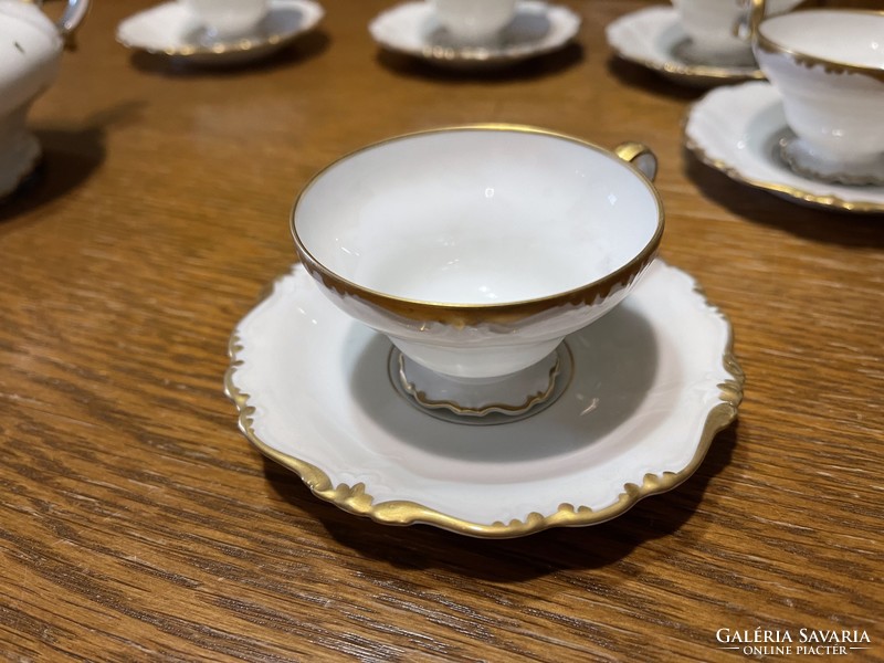 Antik Rosenthal Pompadour 6 személyes teás és/vagy kávés készlet 14 karátos arany díszítéssel.