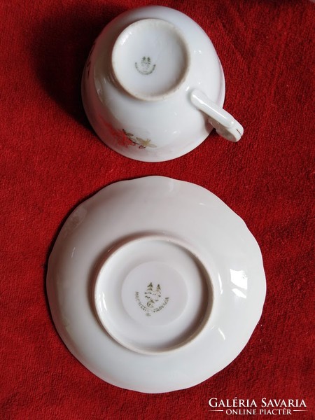 Porcelán kávés készlet, XX.szd közepe körül, arany dekkoral (keresd a teást részét is)