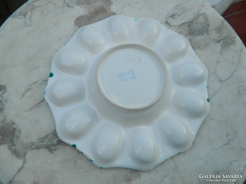 Gmundner ceramic hand-painted egg serving bowl - egg bowl for 12 eggs