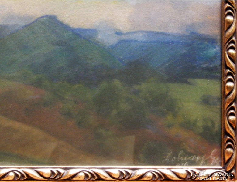 Zolnay Géza Dombos táj, pasztell festmény