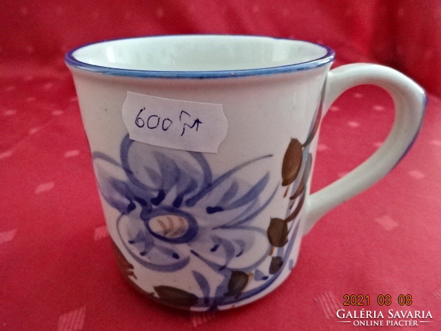 Kínai kerámia pohár, kék mintával és szegéllyel, magassága 8 cm. Vanneki!