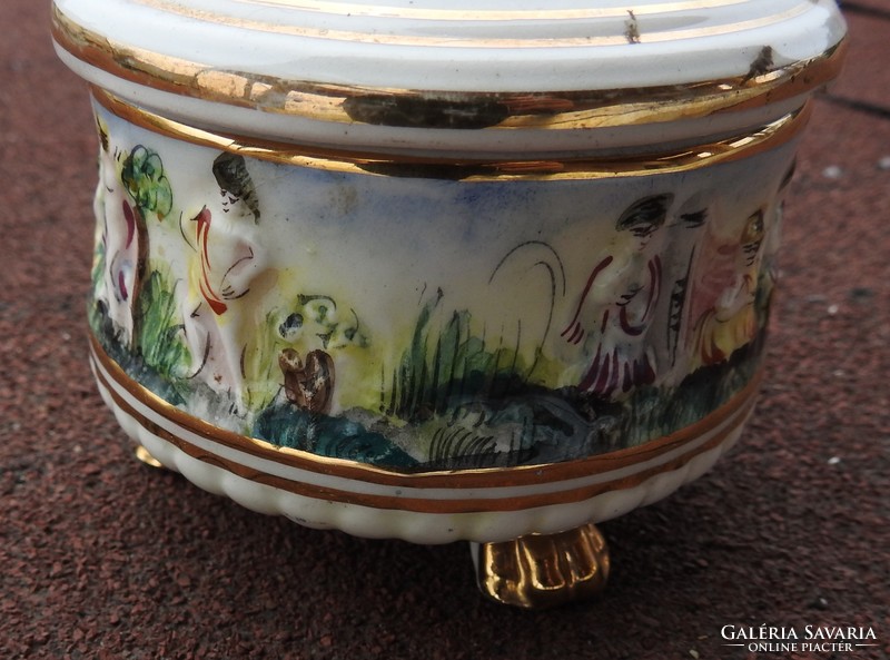 Capodimonte embossed scene baroque bonbonier - sugar bowl