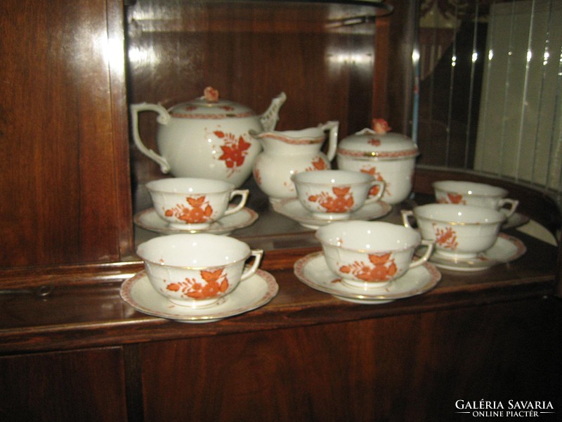 Herend aponyi orange tea set, 1943 seal