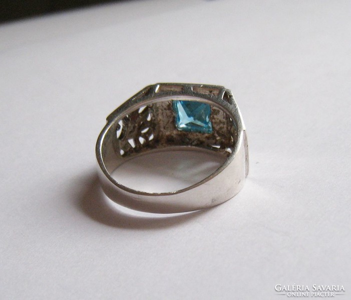 Gyönyörű, kék köves, új ezüst gyűrű