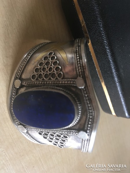 Ethnic bracelet with lapis lazuli stone, silver-Pakistan-